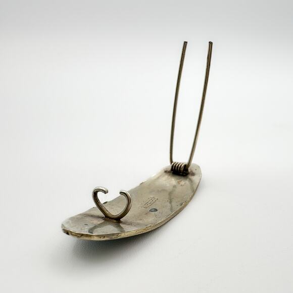 Antique Mother of Pearl Brooch Alpaca Silver with Old Double C Clasp - Picture 13 of 13